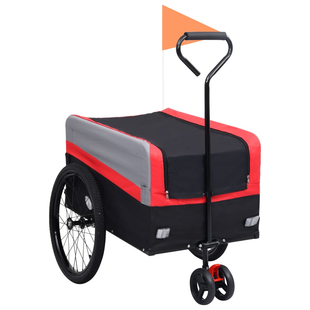 Berkfield 2-in-1 XXL Cargo Bike Trailer & Trolley Red Grey and Black