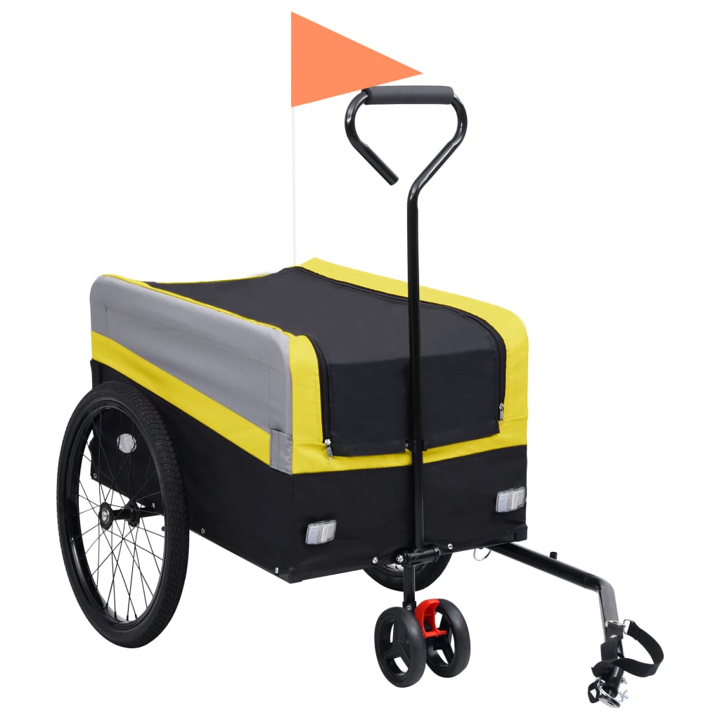 Berkfield 2-in-1 XXL Cargo Bike Trailer & Trolley Yellow Grey and Black