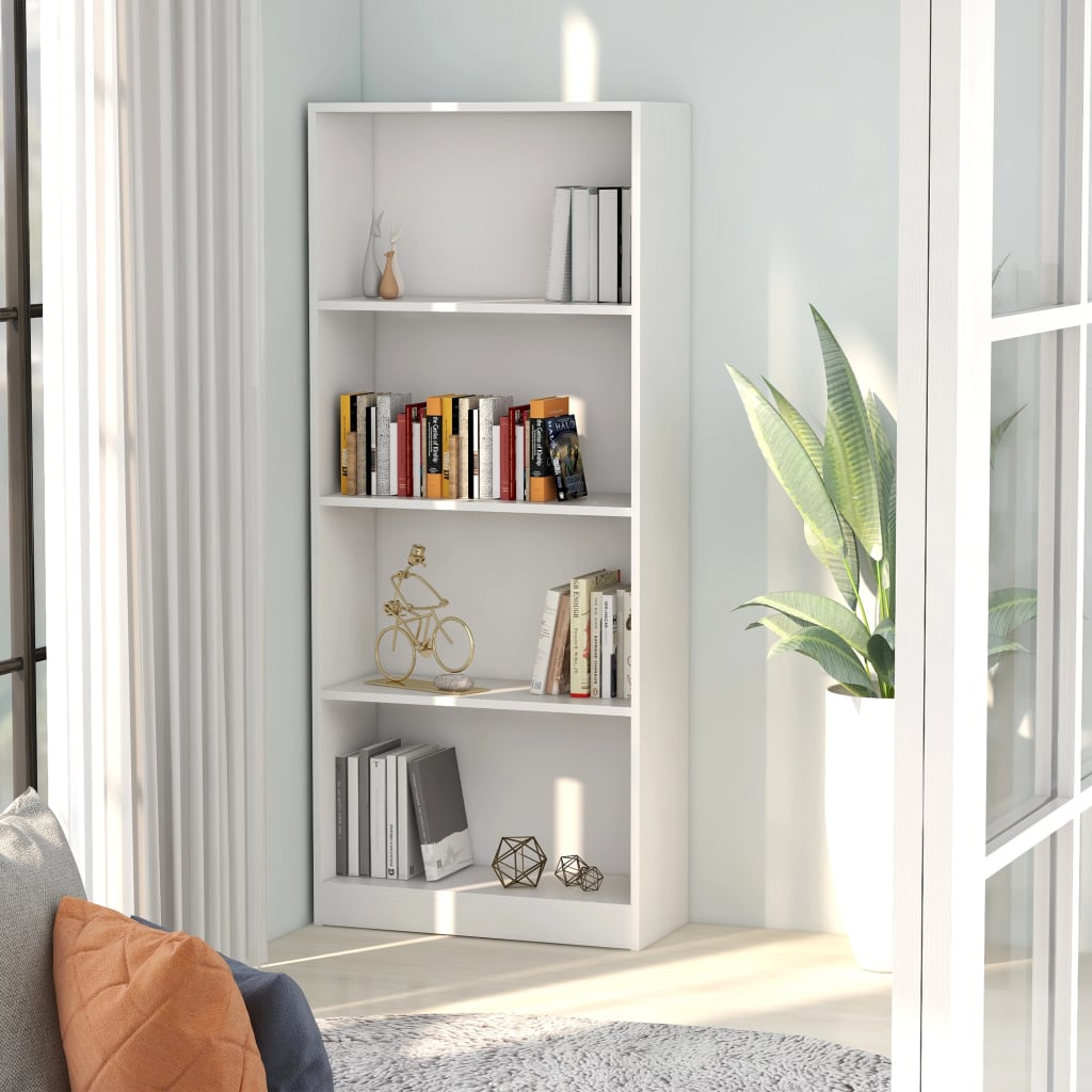 Berkfield 4-Tier Book Cabinet White 60x24x142 cm Engineered Wood