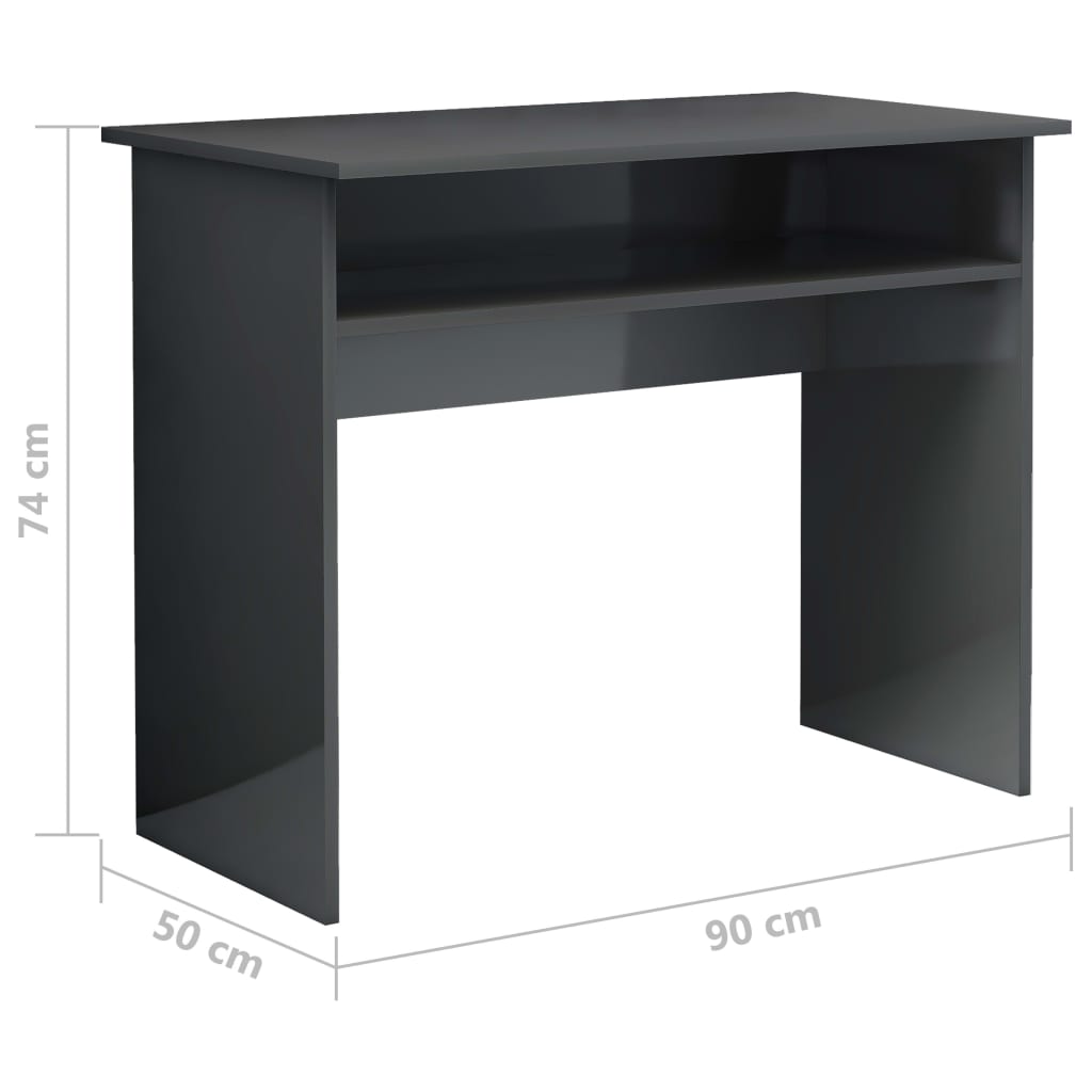 Berkfield Desk High Gloss Grey 90x50x74 cm Engineered Wood