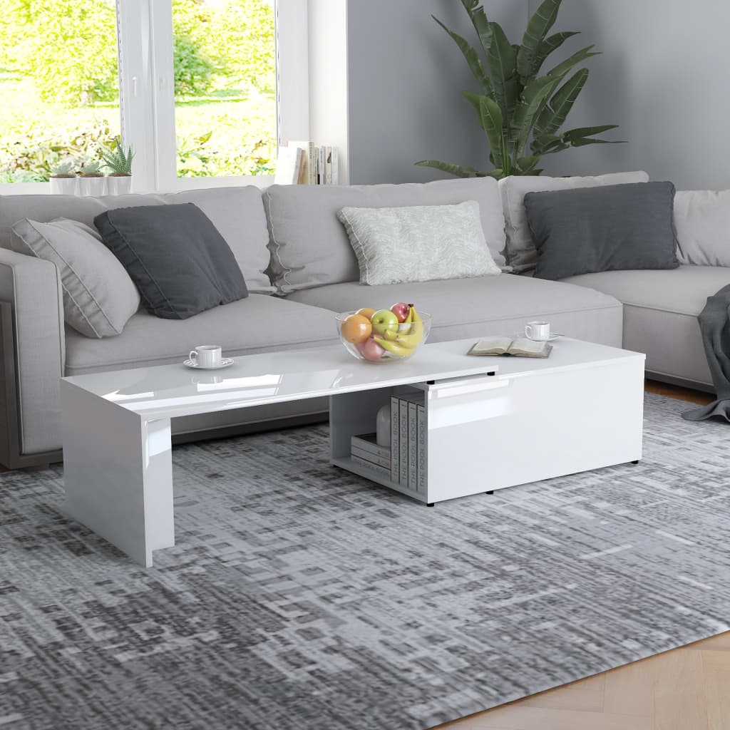 Berkfield Coffee Table High Gloss White 150x50x35 cm Engineered Wood