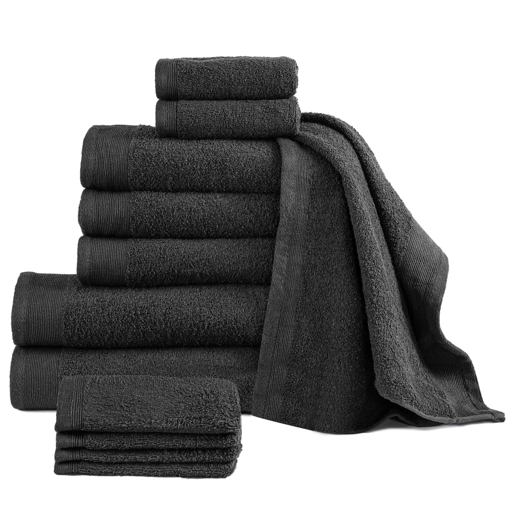 Berkfield 12 Piece Towel Set Cotton 450 gsm Black