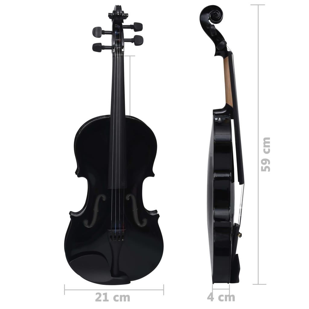Berkfield Violin Full Set with Bow and Chin Rest Black 4/4