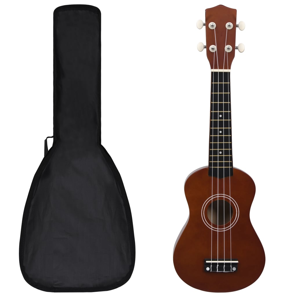 Berkfield Soprano Ukulele Set with Bag for Kids Dark Wood 21"