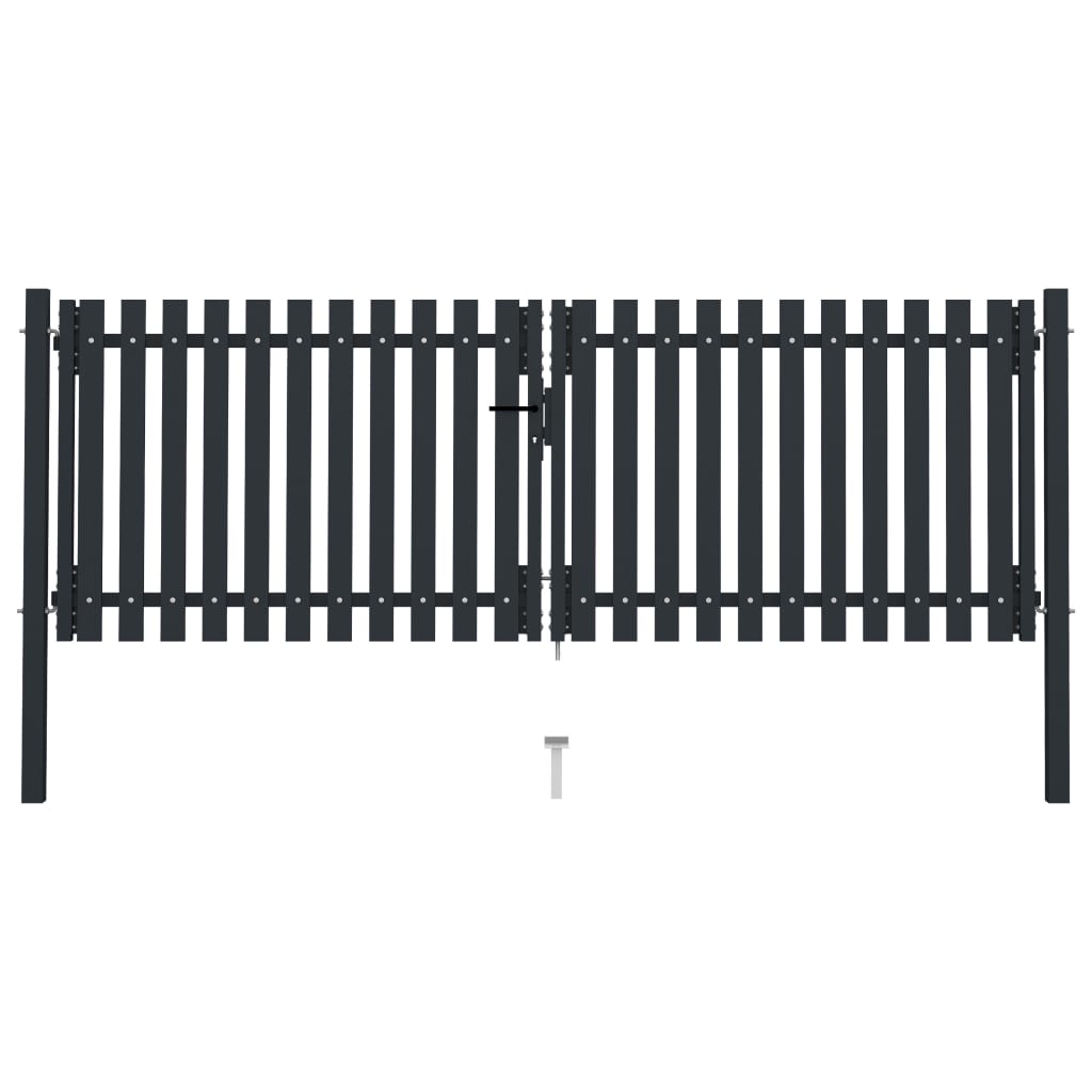 Berkfield Double Door Fence Gate Steel 306x175 cm Anthracite