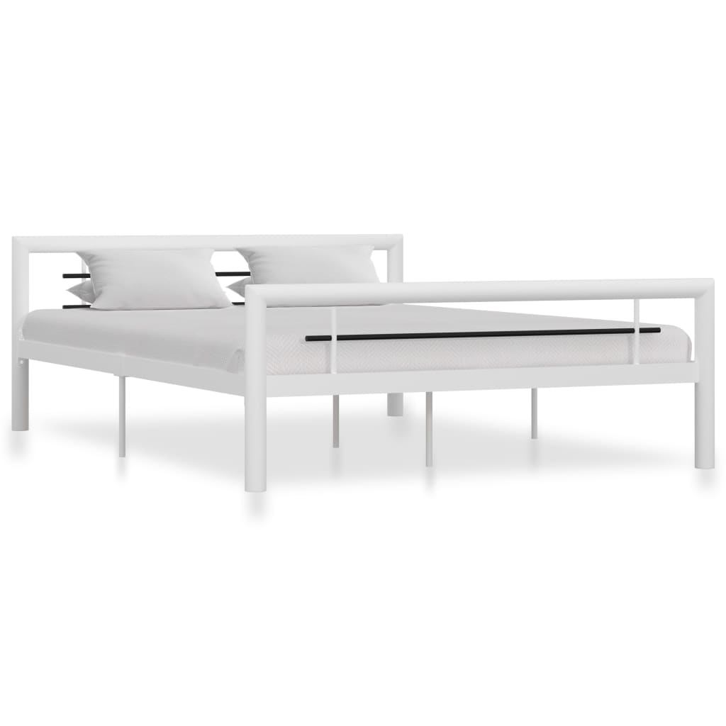 Berkfield Bed Frame White and Black Metal 140x200 cm