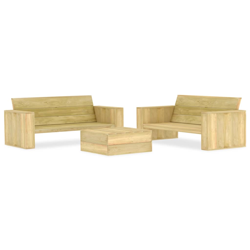 Berkfield 3 Piece Garden Lounge Set Impregnated Pinewood