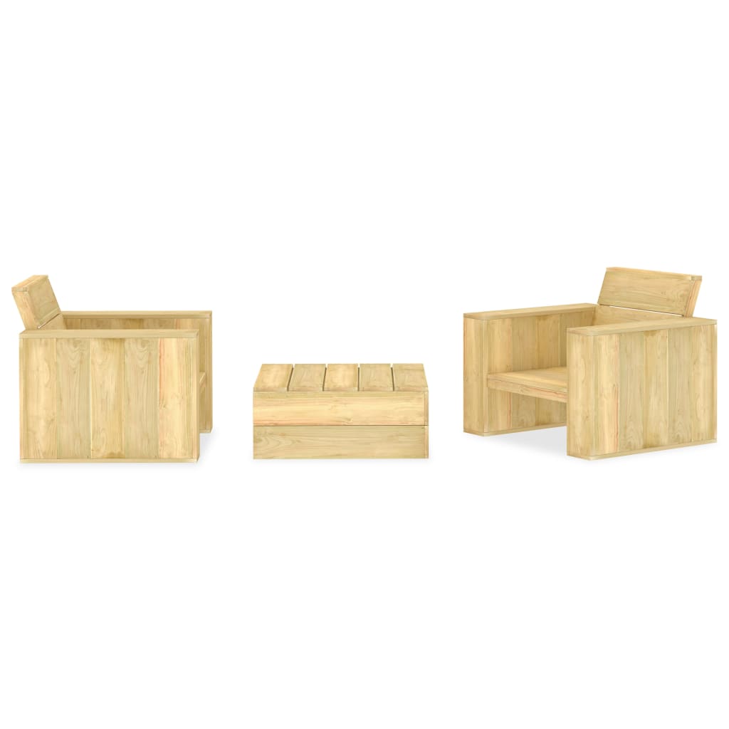 Berkfield 3 Piece Garden Lounge Set Impregnated Pinewood