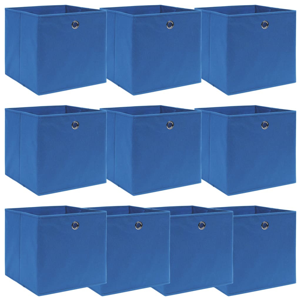 Berkfield Storage Boxes 10 pcs Blue 32x32x32 cm Fabric