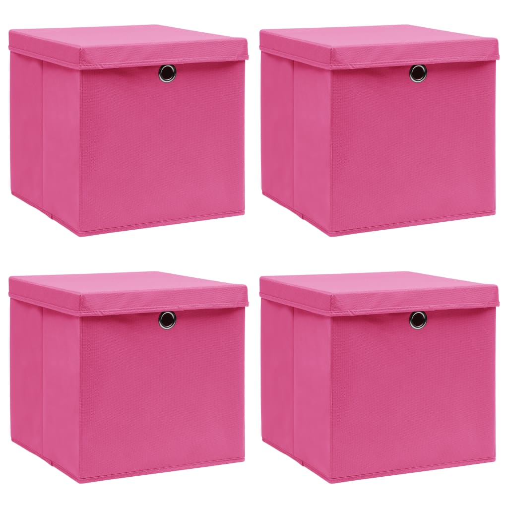 Berkfield Storage Boxes with Lids 4 pcs Pink 32x32x32 cm Fabric