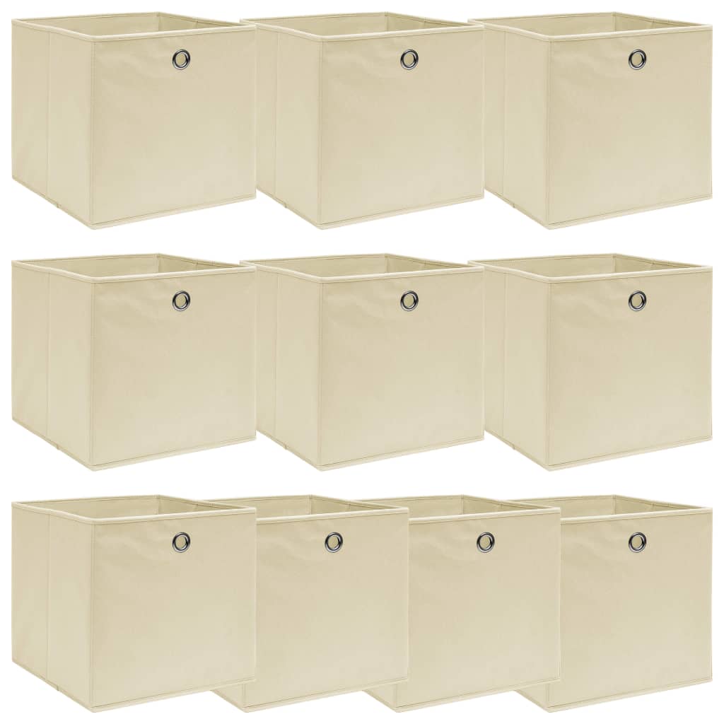 Berkfield Storage Boxes 10 pcs Cream 32x32x32 cm Fabric
