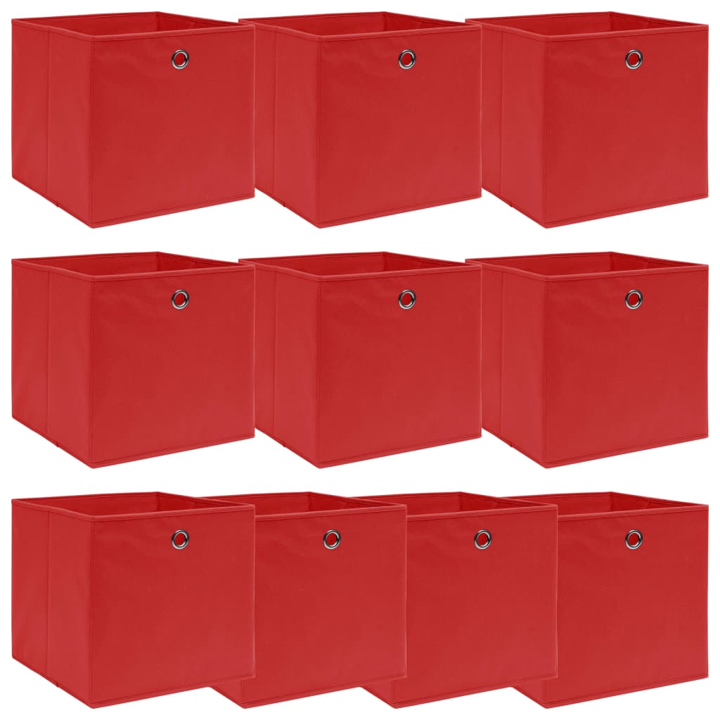 Berkfield Storage Boxes 10 pcs Red 32x32x32 cm Fabric