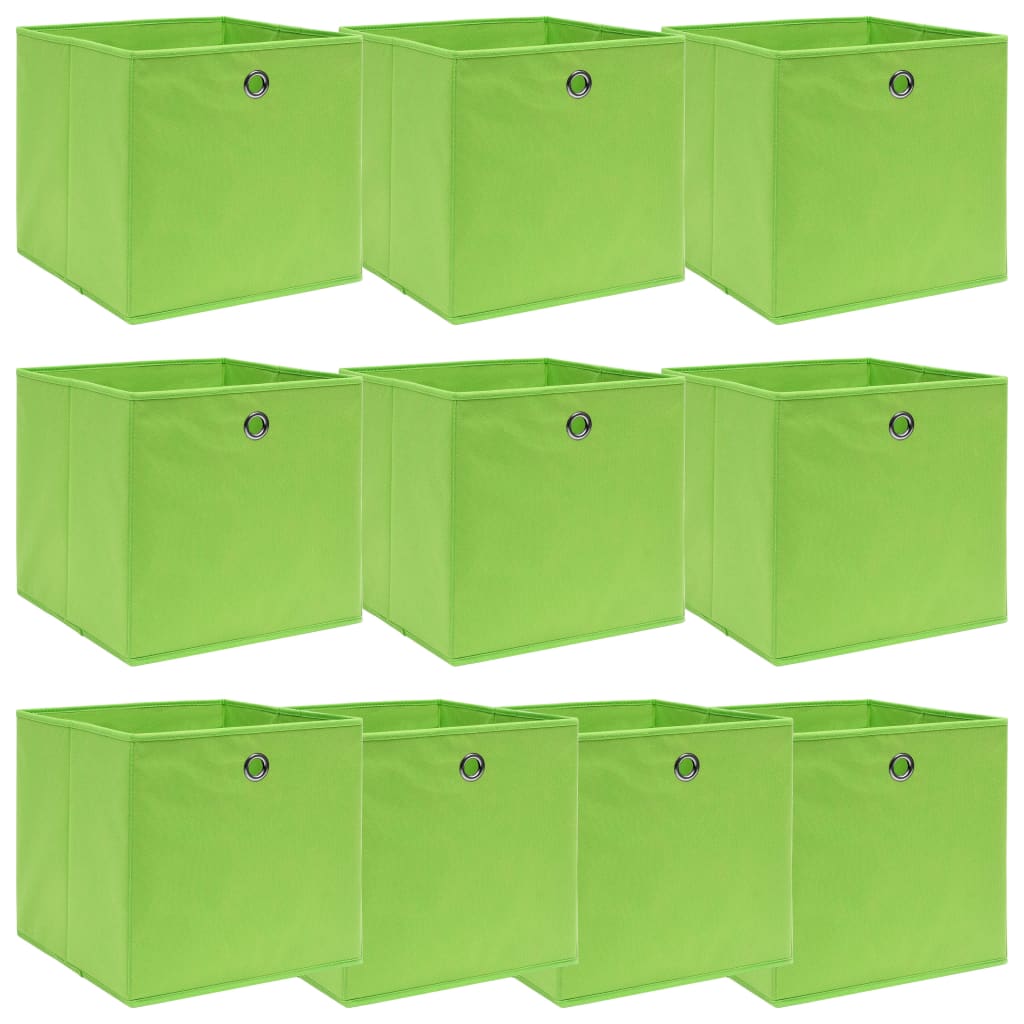 Berkfield Storage Boxes 10 pcs Green 32x32x32 cm Fabric