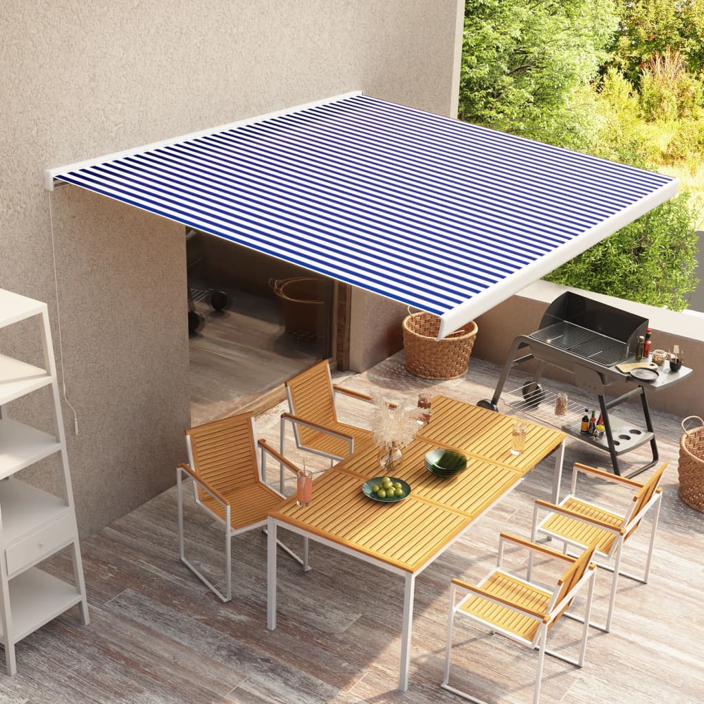 Berkfield Manual Cassette Awning 350x250 cm Blue and White
