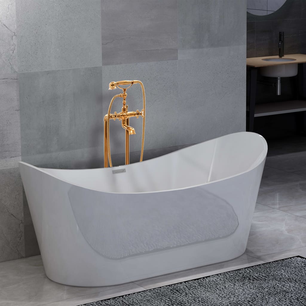Berkfield Freestanding Bathtub and Faucet 204 L 99.5 cm Gold