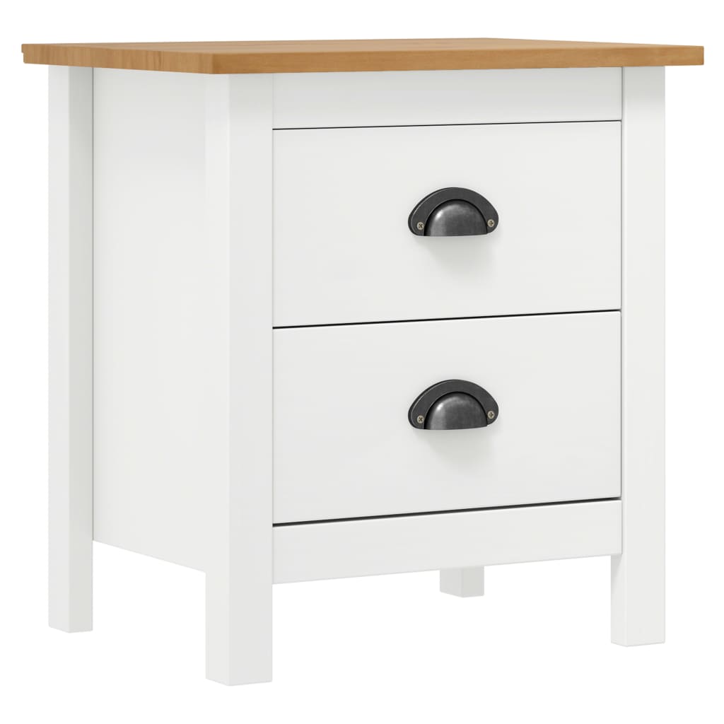 Berkfield Bedside Cabinet Hill White 46x35x49.5 cm Solid Pine Wood