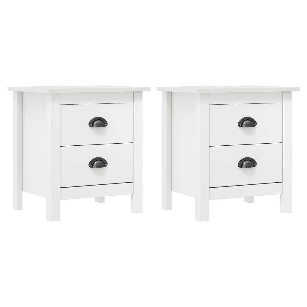 Berkfield Bedside Cabinet Hill 2 pcs White 46x35x49.5 cm Solid Pine Wood