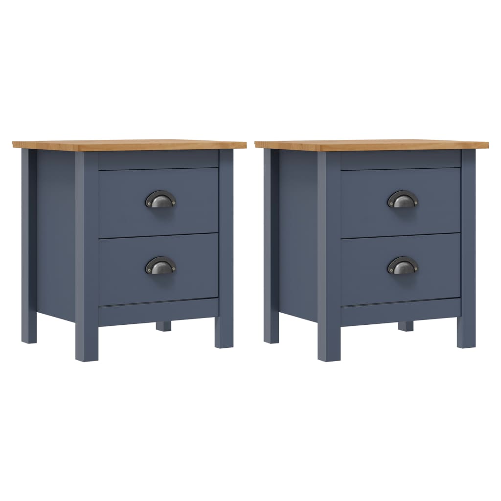 Berkfield Bedside Cabinets Hill 2pcs Grey 46x35x49.5 cm Pine Wood