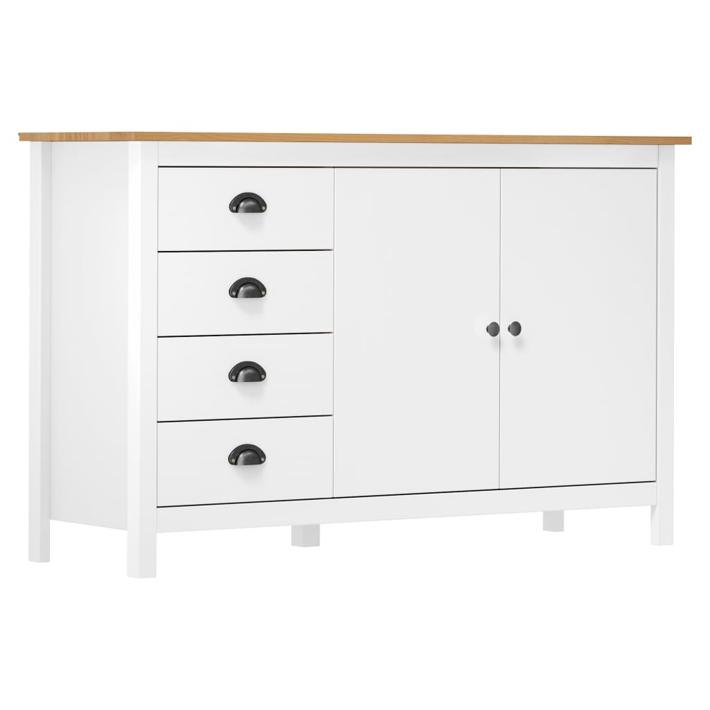 Berkfield Sideboard Hill White 130x40x80 cm Solid Pine Wood