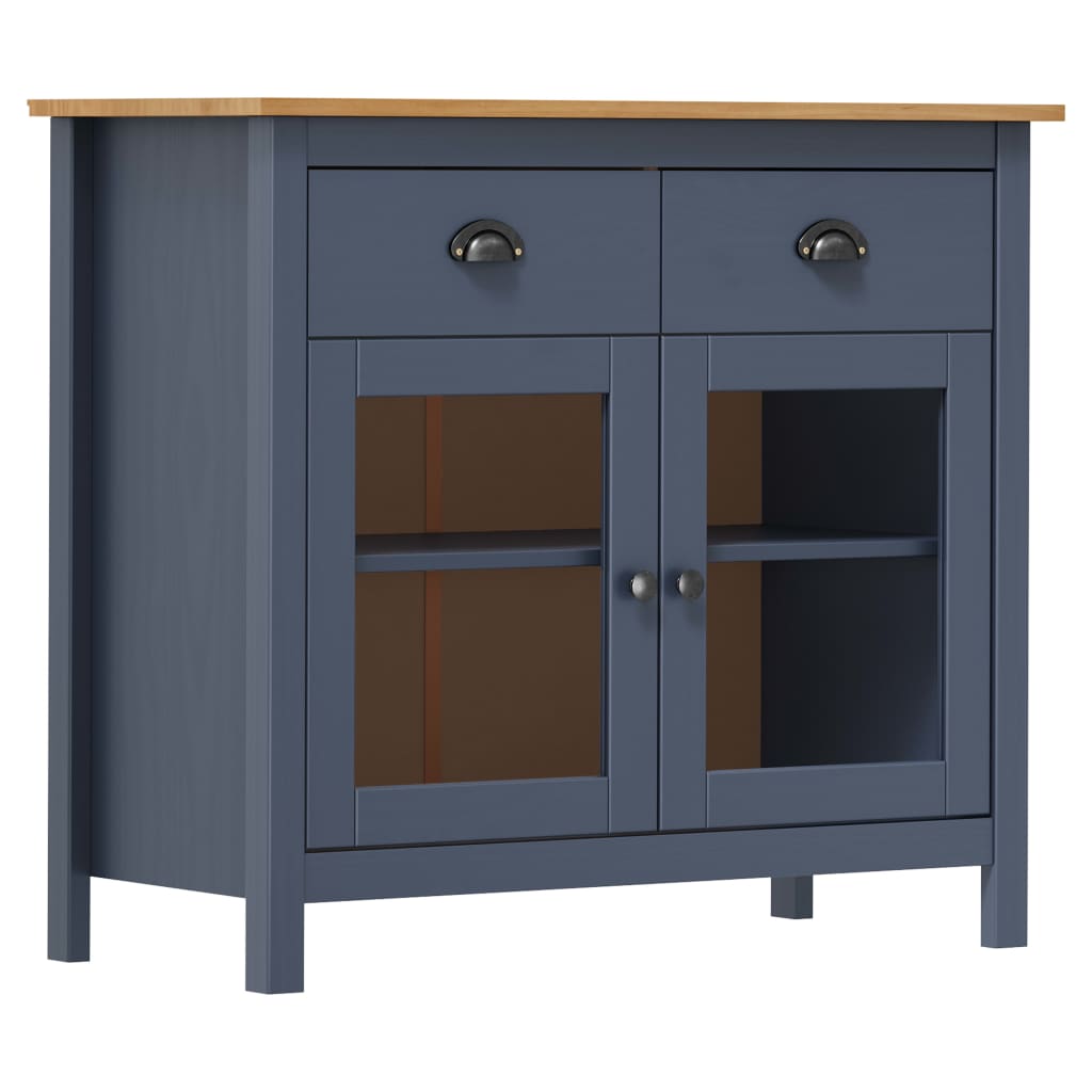 Berkfield Sideboard Hill Grey 90x40x80 cm Solid Pine Wood