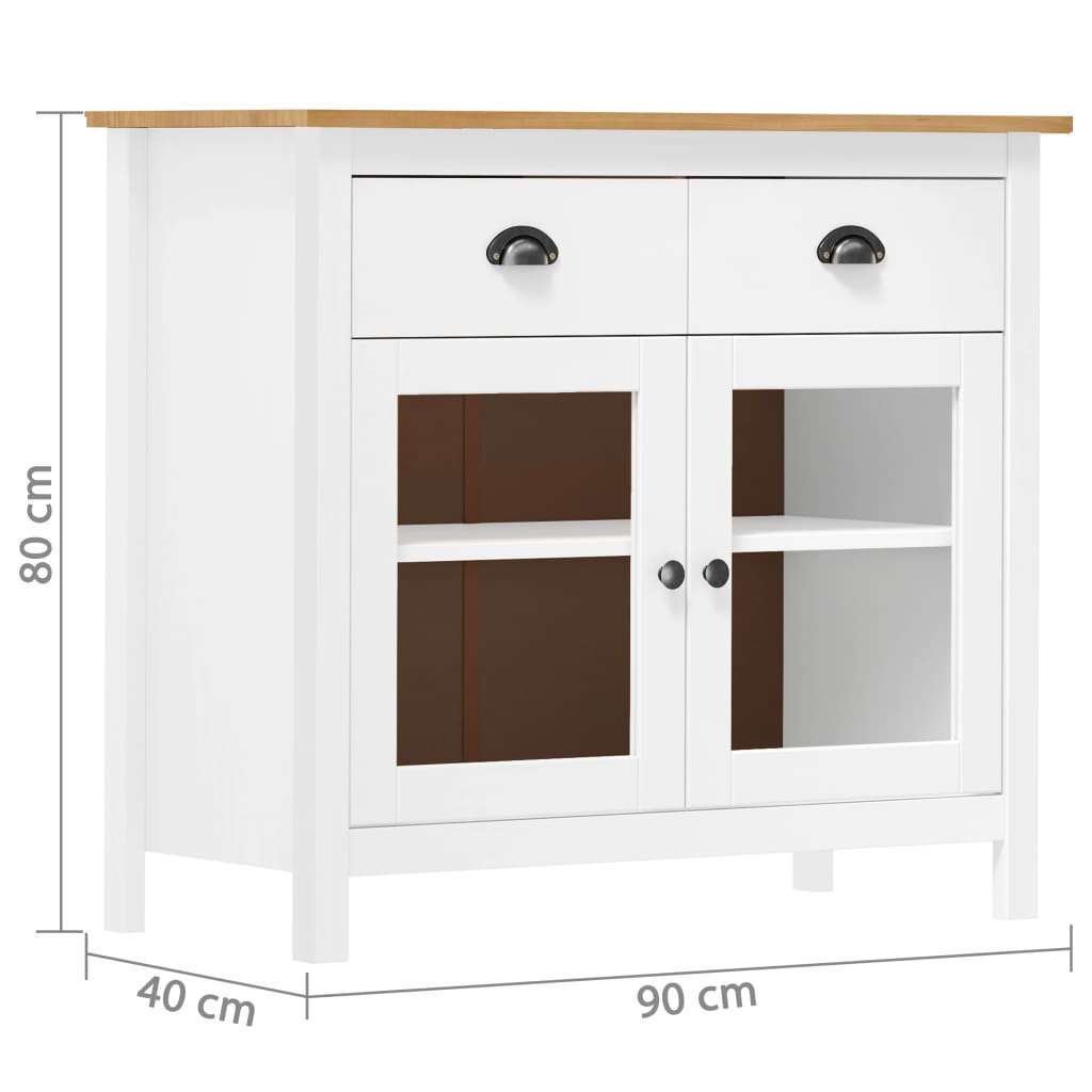 Berkfield Sideboard Hill White 90x40x80 cm Solid Pine Wood
