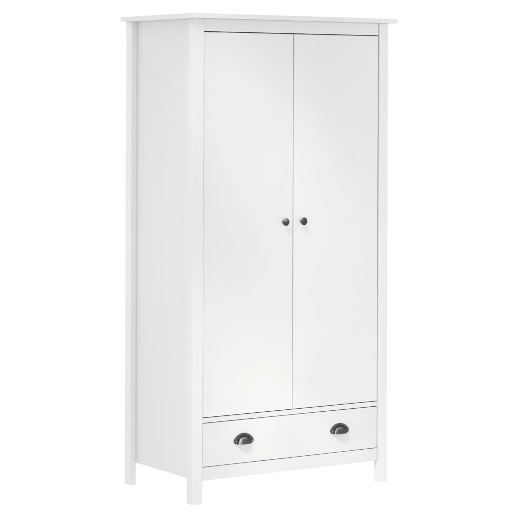 Berkfield 2-Door Wardrobe Hill White 89x50x170 cm Solid Pine Wood
