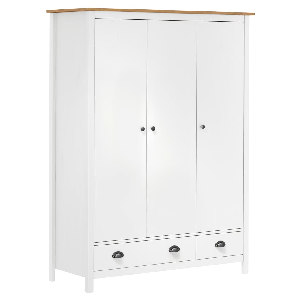 Berkfield 3-Door Wardrobe Hill White 127x50x170 cm Solid Pine Wood