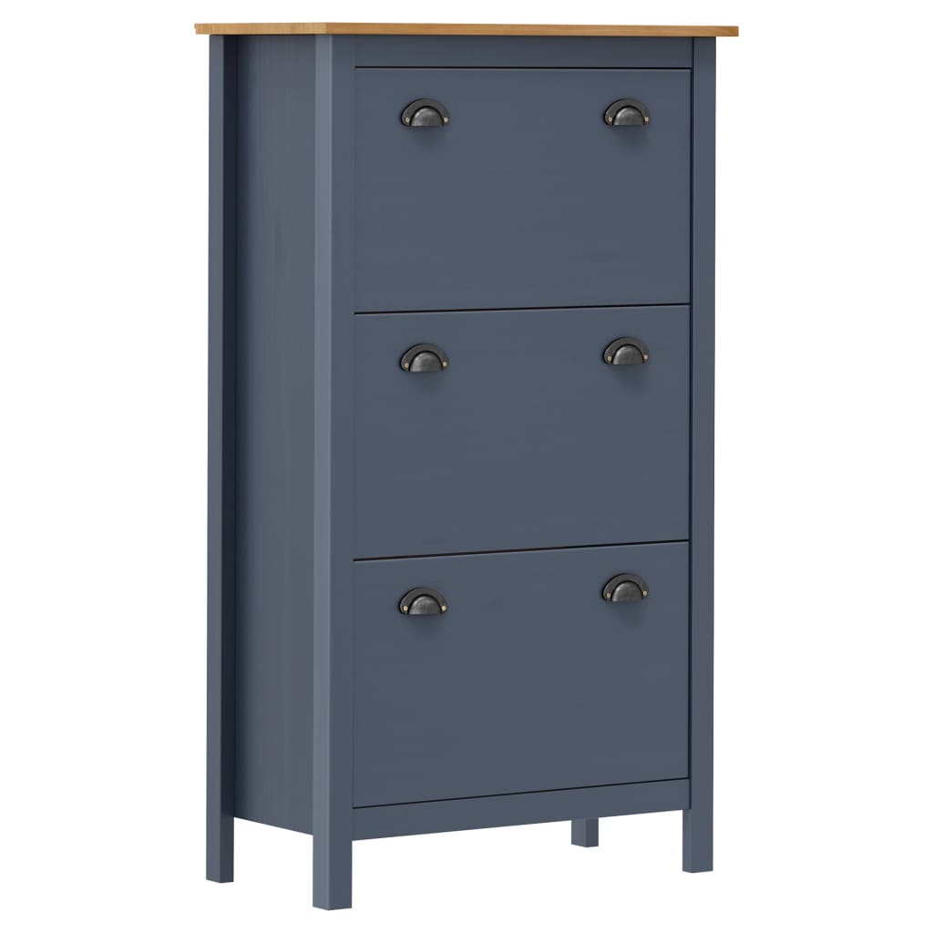 Berkfield Shoe Cabinet Hill Grey 72x35x124 cm Solid Pine Wood