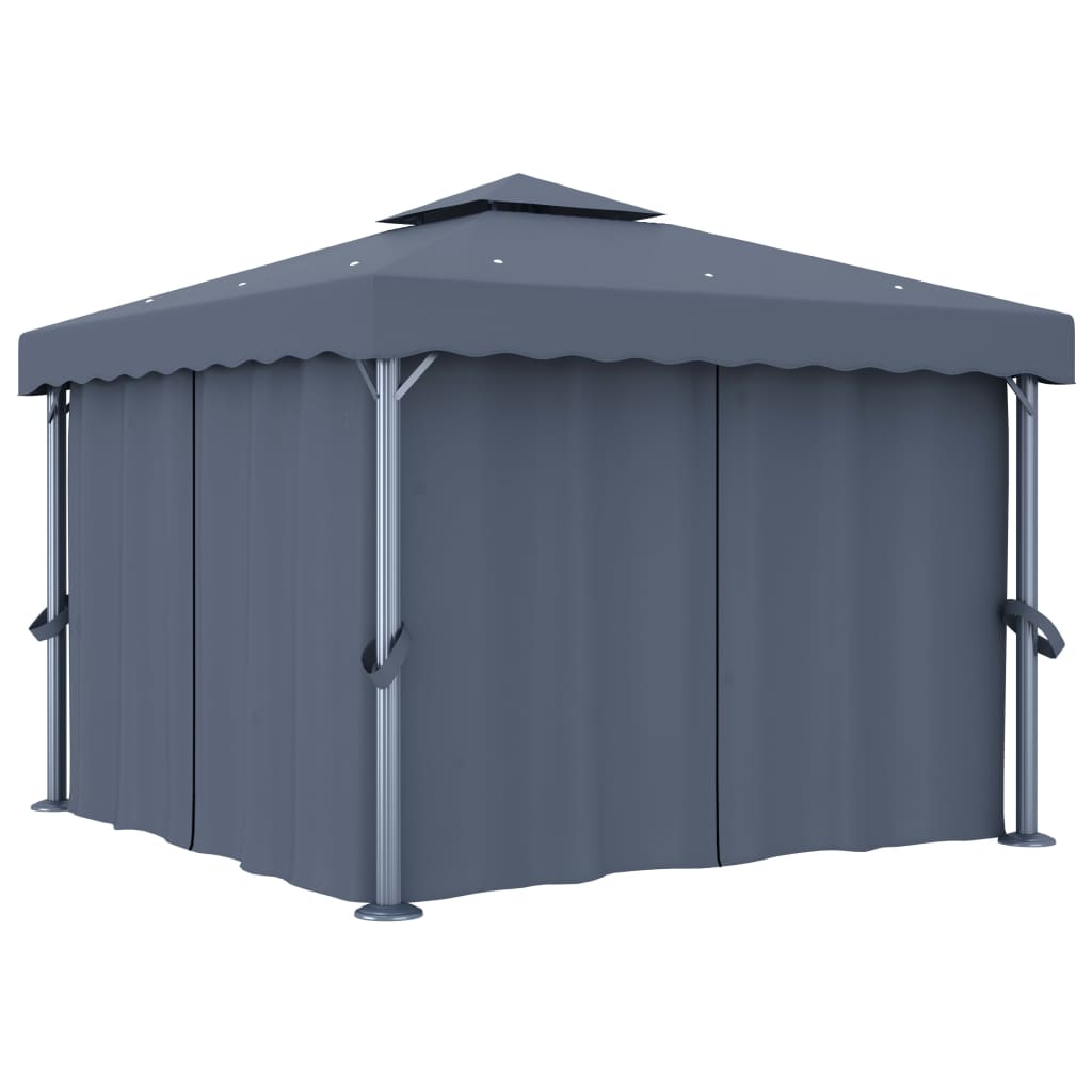 Berkfield Gazebo with Curtain 3x3 m Anthracite Aluminium