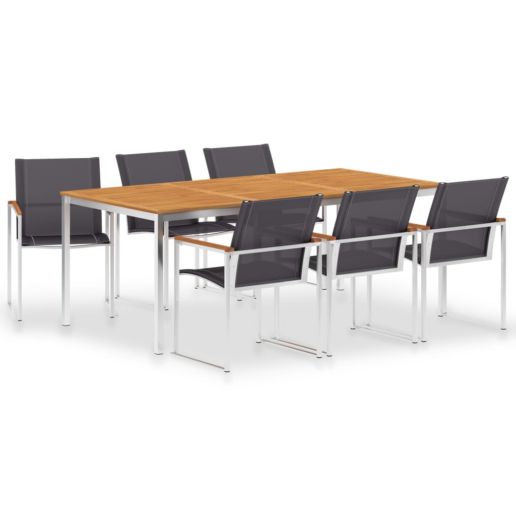 Berkfield 7 Piece Dining Set Textilene and Stainless Steel