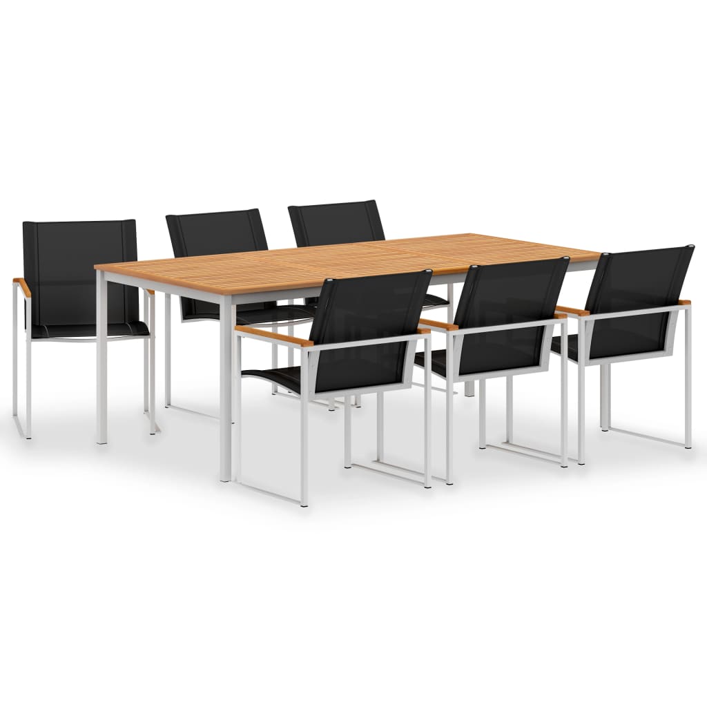 Berkfield 7 Piece Garden Dining Set Solid Teak Wood and Stainless Steel