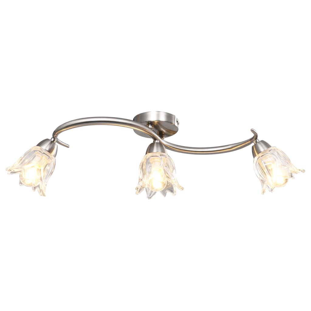 Berkfield Ceiling Lamp with Transparent Glass Shades for 3 E14 Bulbs Tulip
