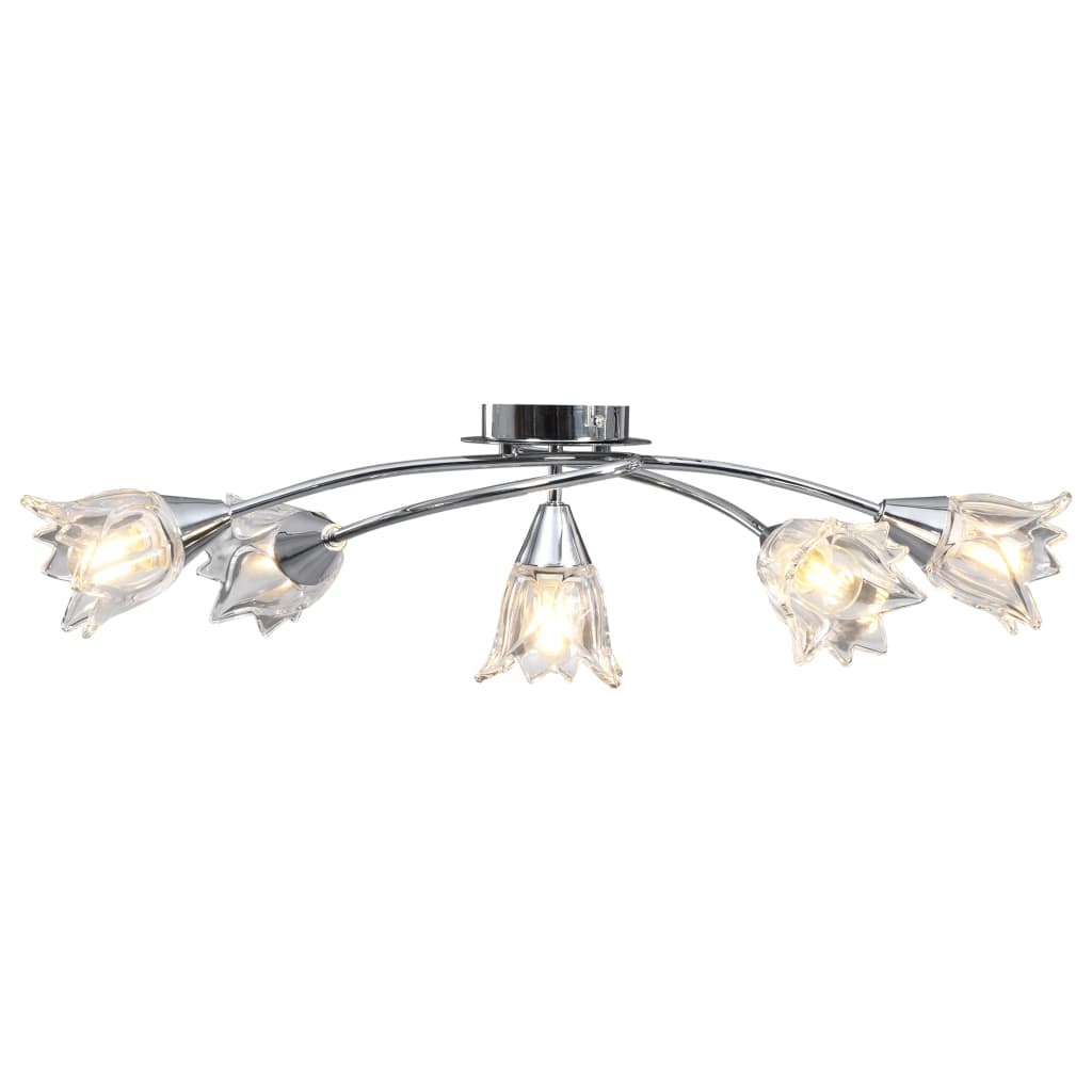 Berkfield Ceiling Lamp with Transparent Glass Shades for 5 E14 Bulbs Tulip