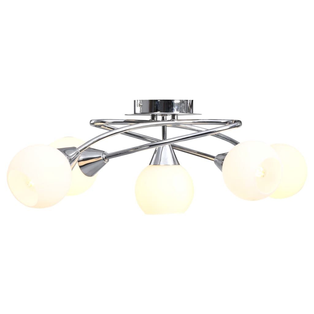 Berkfield Ceiling Lamp with Ceramic Shades for 5 E14 Bulbs White Bowl