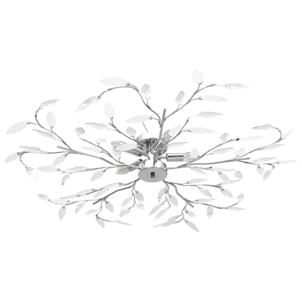 Berkfield Ceiling Lamp with Acrylic Crystal Leaf Arms for 5 E14 Bulbs White