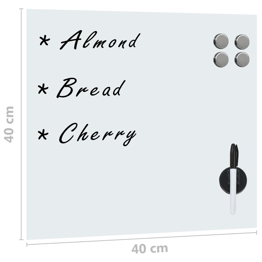 Berkfield Wall Mounted Magnetic Board Glass 40x40 cm