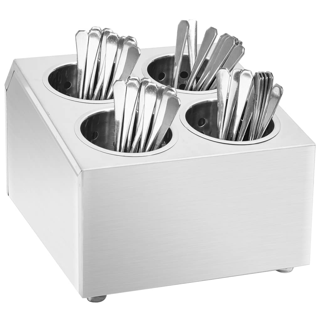 Berkfield Cutlery Holder 4 Grids Square Stainless Steel