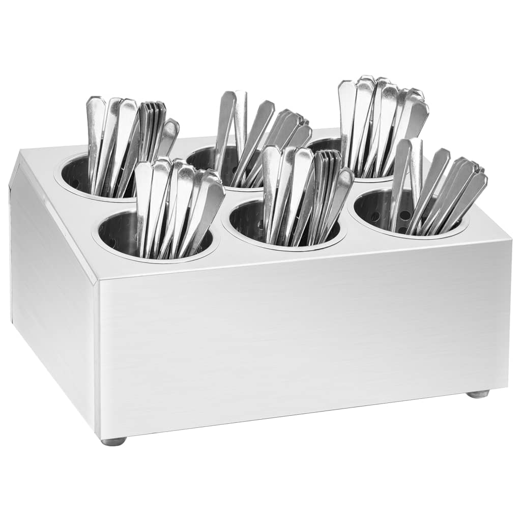 Berkfield Cutlery Holder 6 Grids Square Stainless Steel