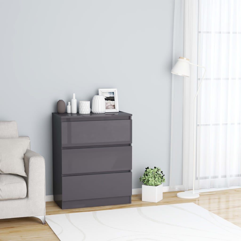 Berkfield Sideboard High Gloss Grey 60x35x76 cm Engineered Wood