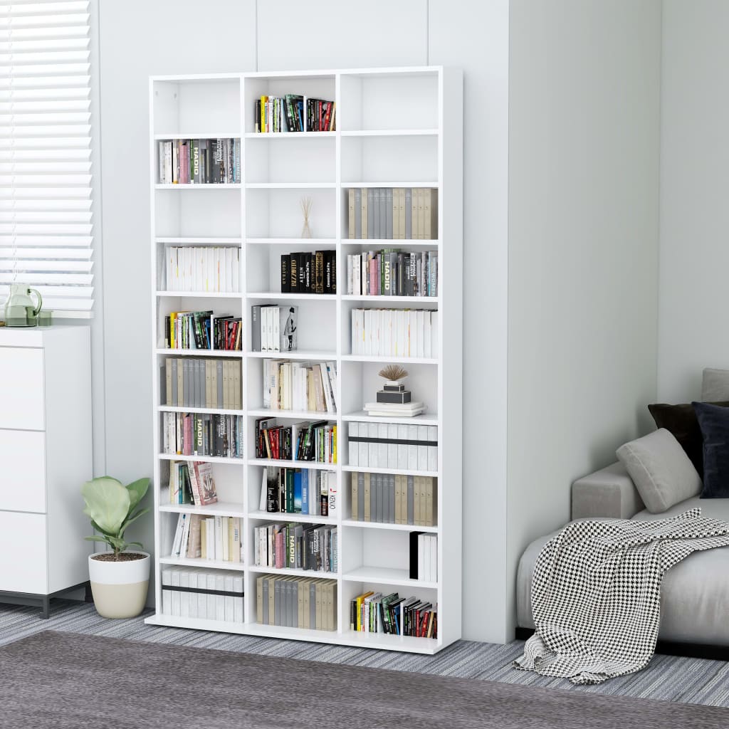 Berkfield CD Cabinet White 102x16x177.5 cm Engineered Wood