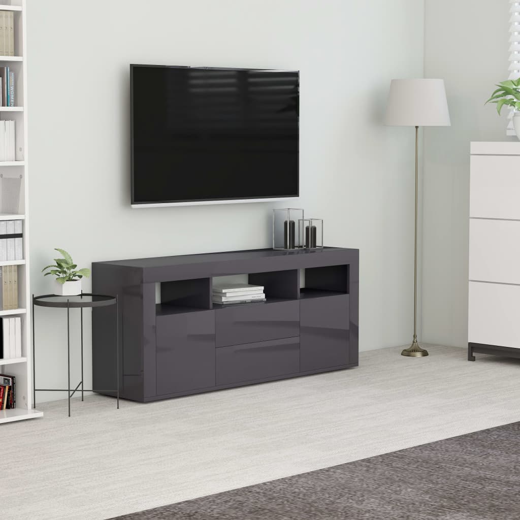 Berkfield TV Cabinet High Gloss Grey 120x30x50 cm Engineered Wood