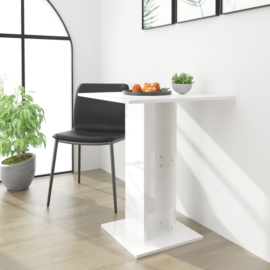 Berkfield Bistro Table High Gloss White 60x60x75 cm Engineered Wood