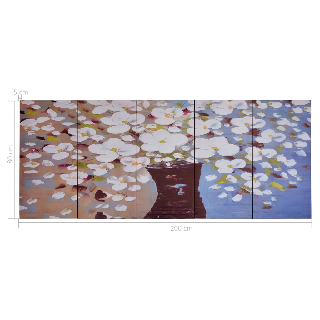 Berkfield Canvas Wall Print Set Flowers in a Vase Multicolour 200x80 cm