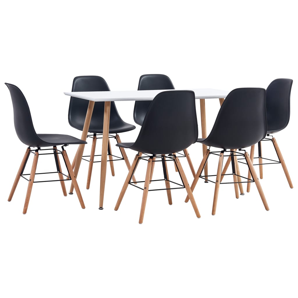 Berkfield 7 Piece Dining Set Plastic Black