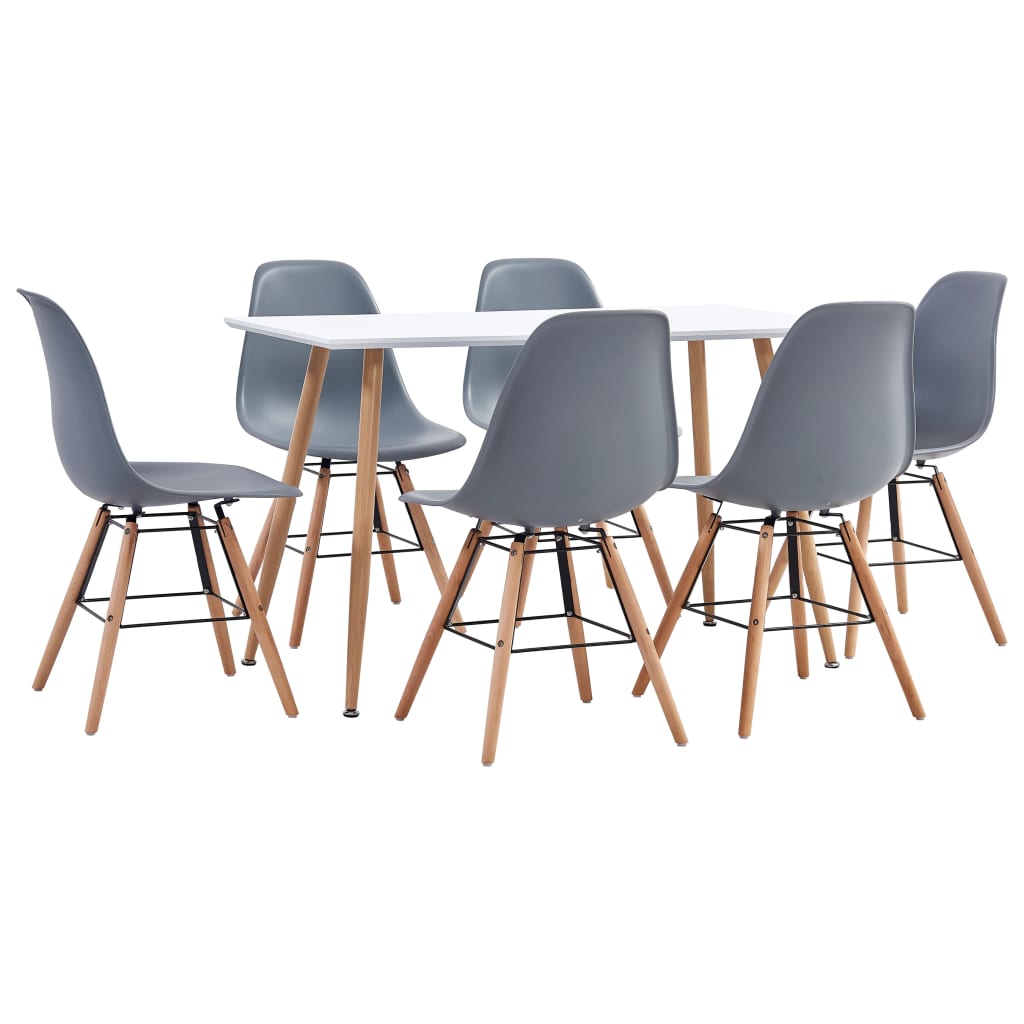 Berkfield 7 Piece Dining Set Plastic Grey