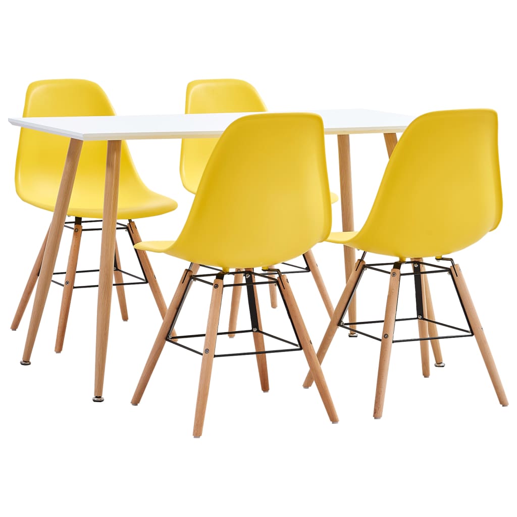 Berkfield 5 Piece Dining Set Plastic Yellow