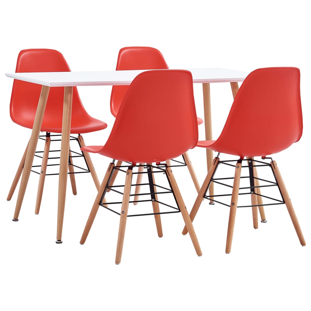 Berkfield 5 Piece Dining Set Plastic Red