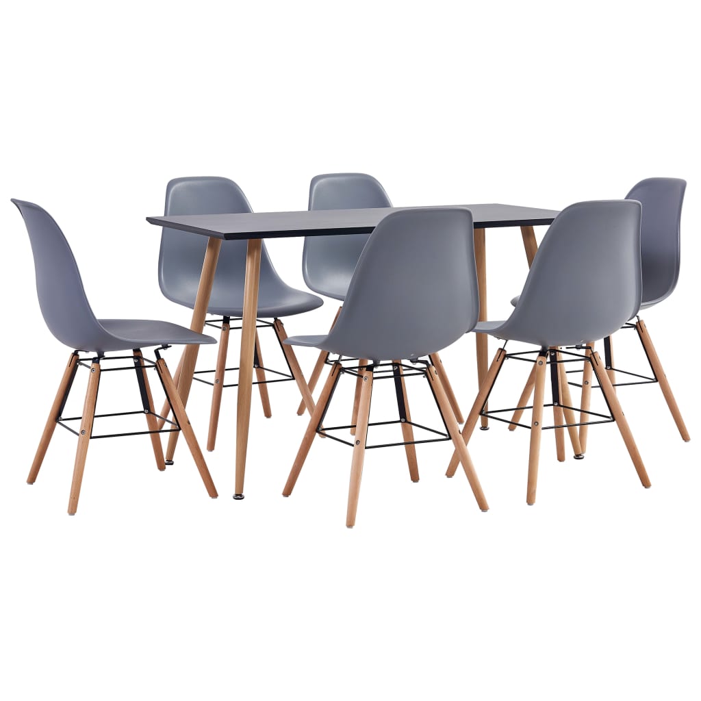 Berkfield 7 Piece Dining Set Plastic Grey