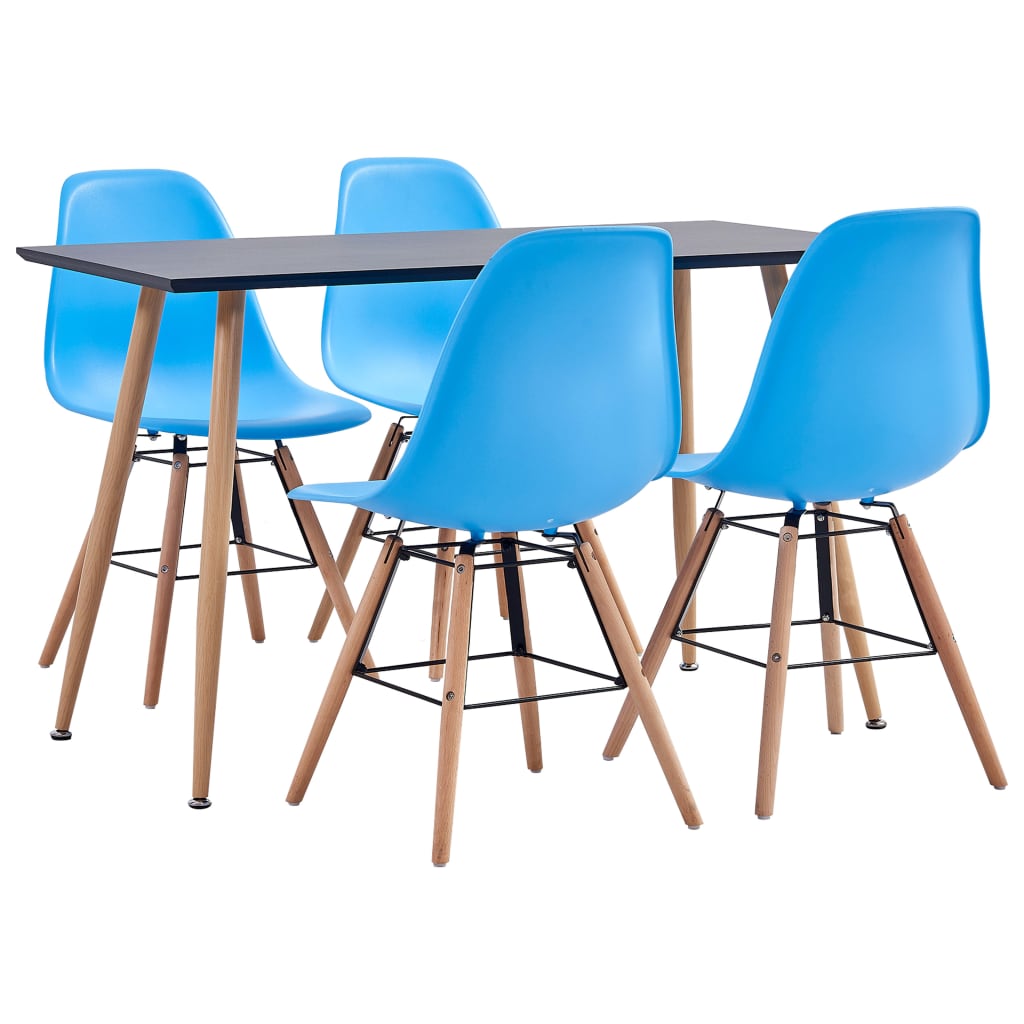 Berkfield 5 Piece Dining Set Plastic Blue