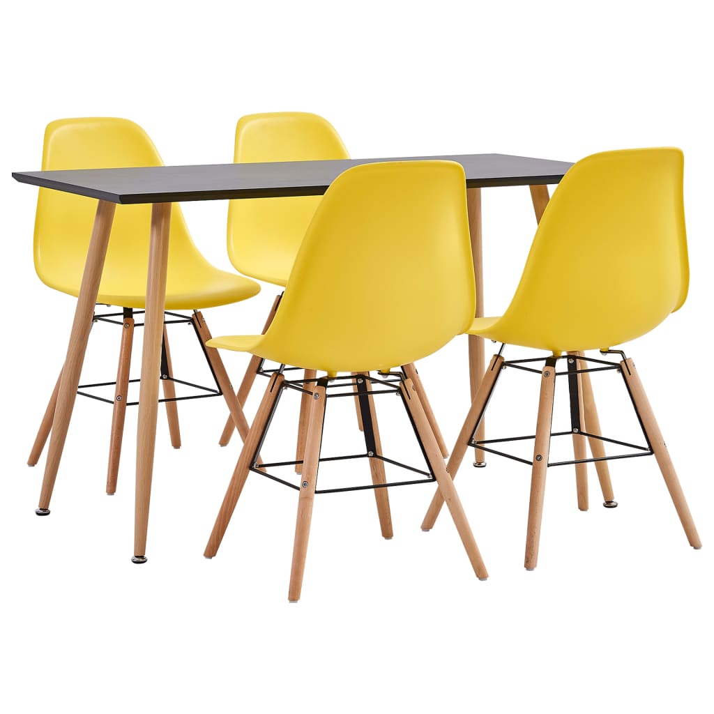 Berkfield 5 Piece Dining Set Plastic Yellow